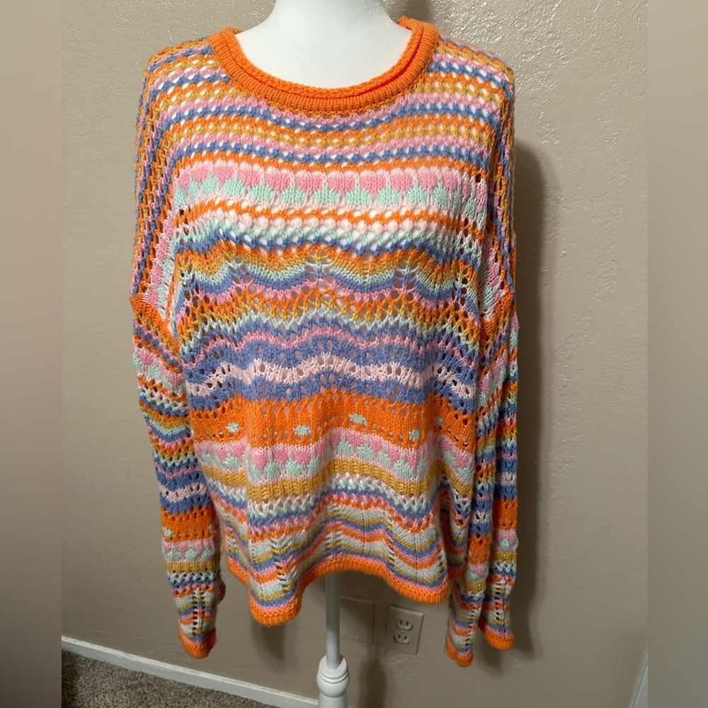 Crocheted Long sleeve orange top